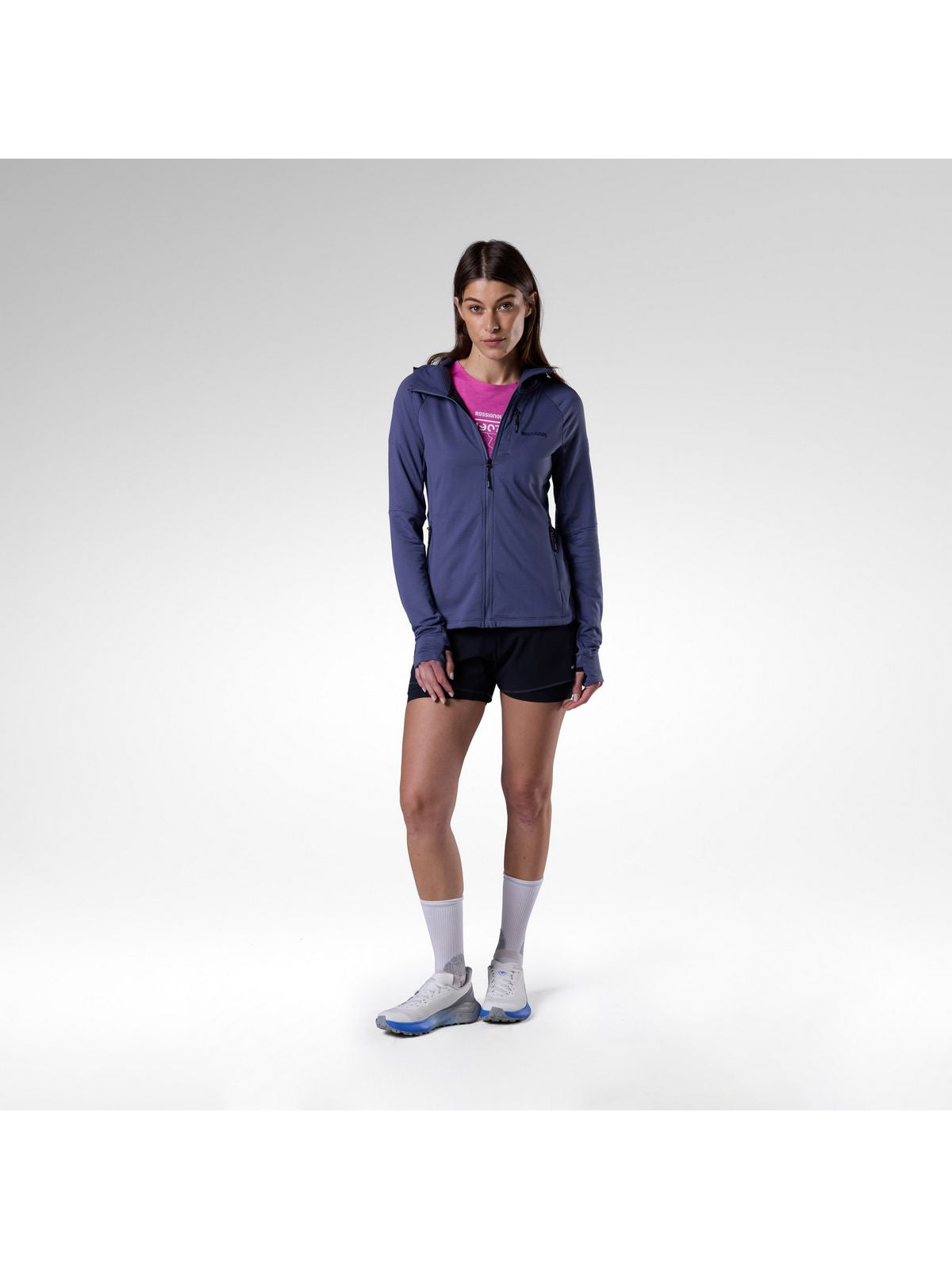 Bluza damska ROSSIGNOL W Textured Hoodie Mid Layer granatowa