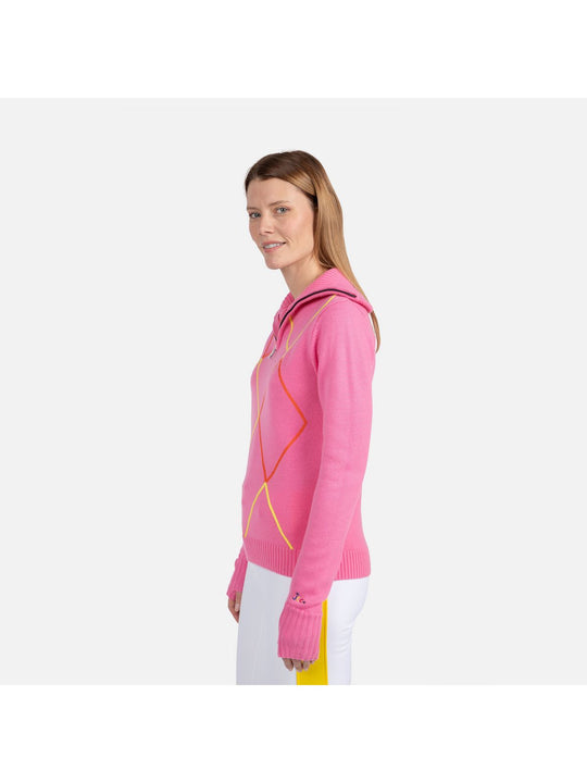 Sweter damski ROSSIGNOL W Jcc 1/2 Zip różowy
