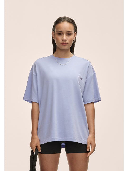 Koszulka damska Casall Oversized Cotton Blend Tee lawendowa - Adventure Sports
