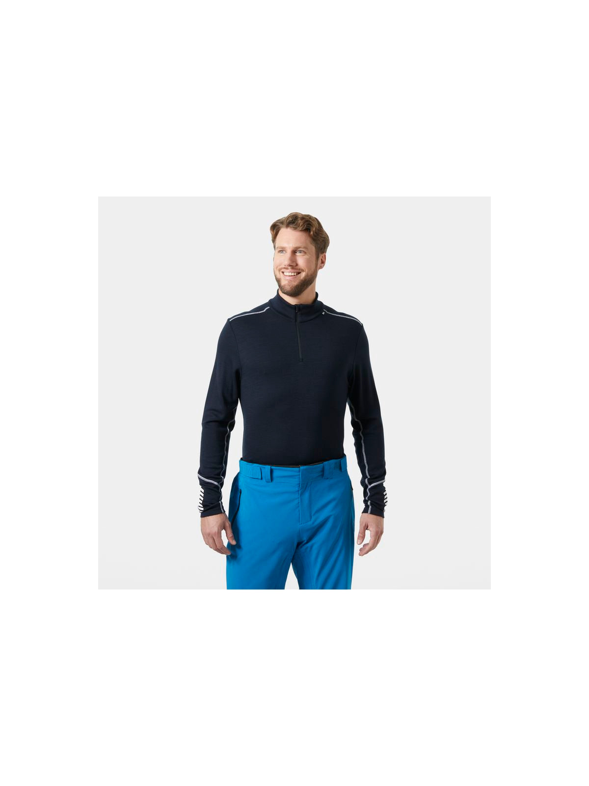 Koszulka męska HELLY HANSEN Lifa Merino Midweight 1/2 Zip kolor granatowy