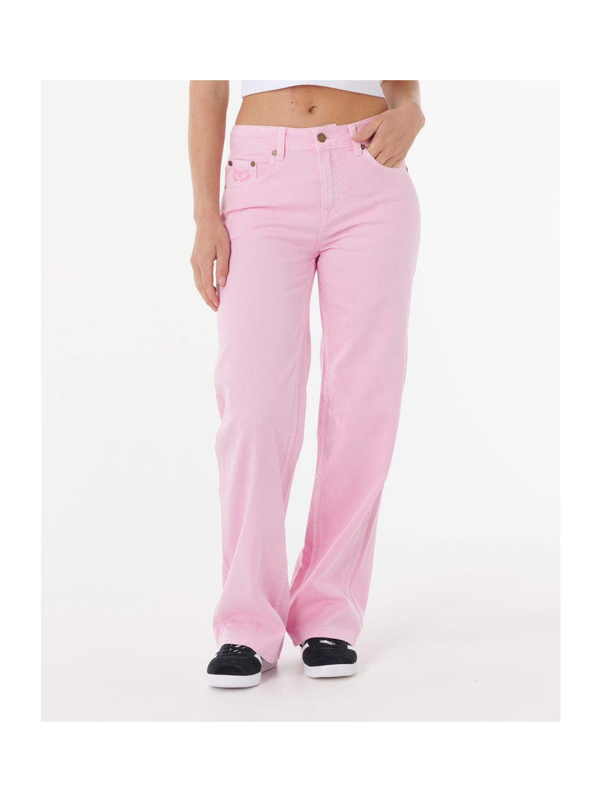 Spodnie RIP CURL AGGIE RELAXED JEANS różowe