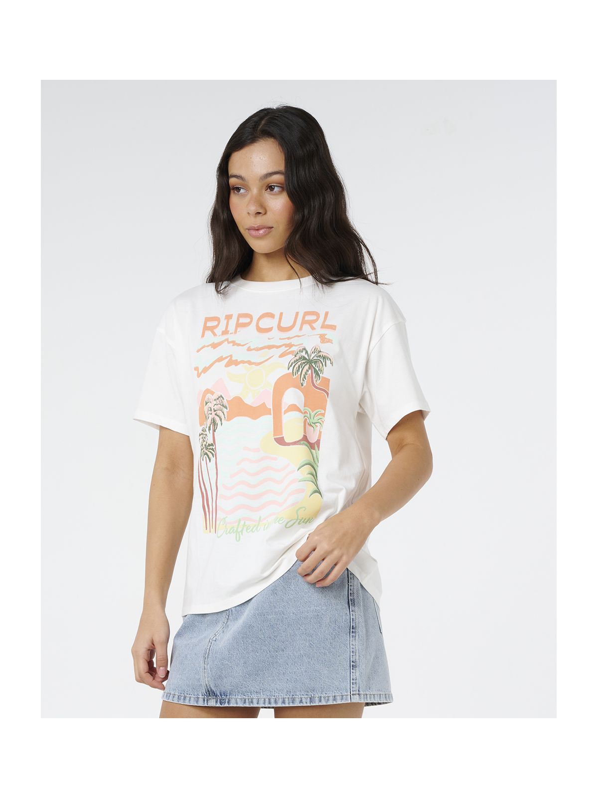 Koszulka damska RIP CURL Half Moon Bay Relaxed Tee beżowa