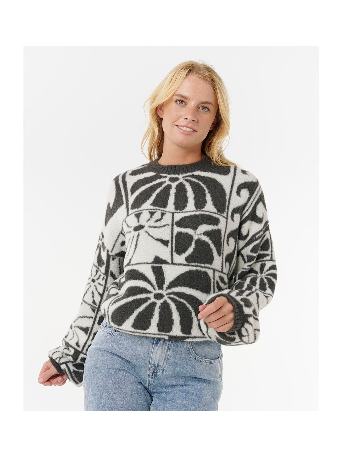 Sweter RIP CURL AOTS-TY WILLIAMS JACQUARD CREW czarny