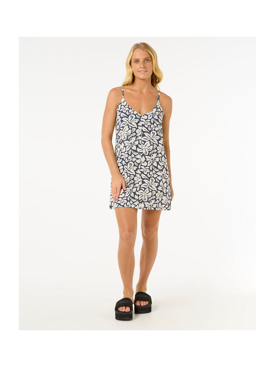 Sukienka na ramiączka RIP CURL Las Dalias Mini Dress granatowo biała
