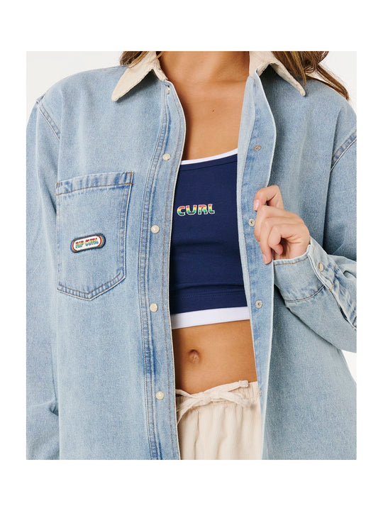 Koszula damska RIP CURL Surf Side Relaxed Denim Shirt niebieska
