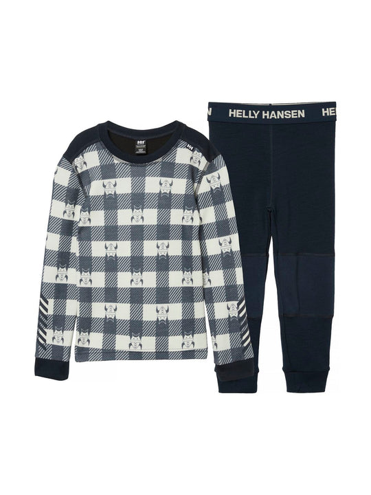 Bielizna termiczna dziecięca HELLY HANSEN K GRAPHIC LIFA MERINO SET granatowa
