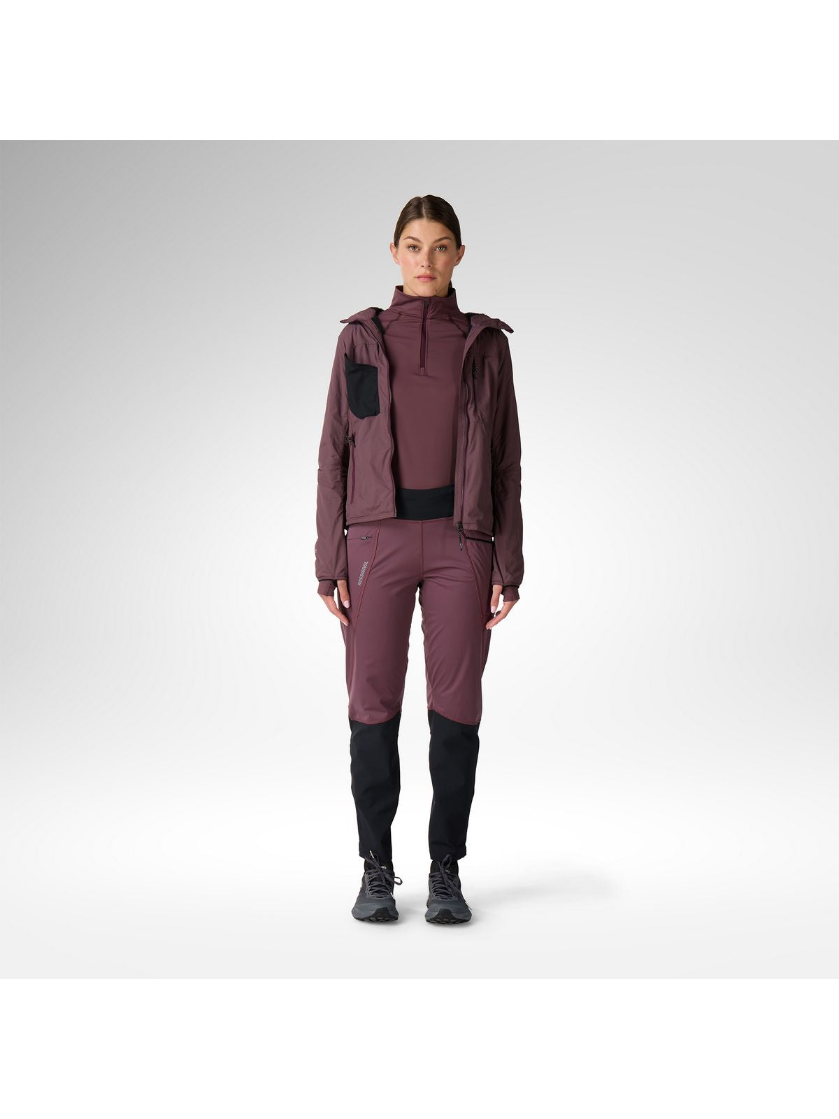 Bluza damska ROSSIGNOL W Half Zip First Layer bordowa