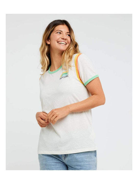 Koszulka damska RIP CURL Surf Side Ringer Tee beżowa
