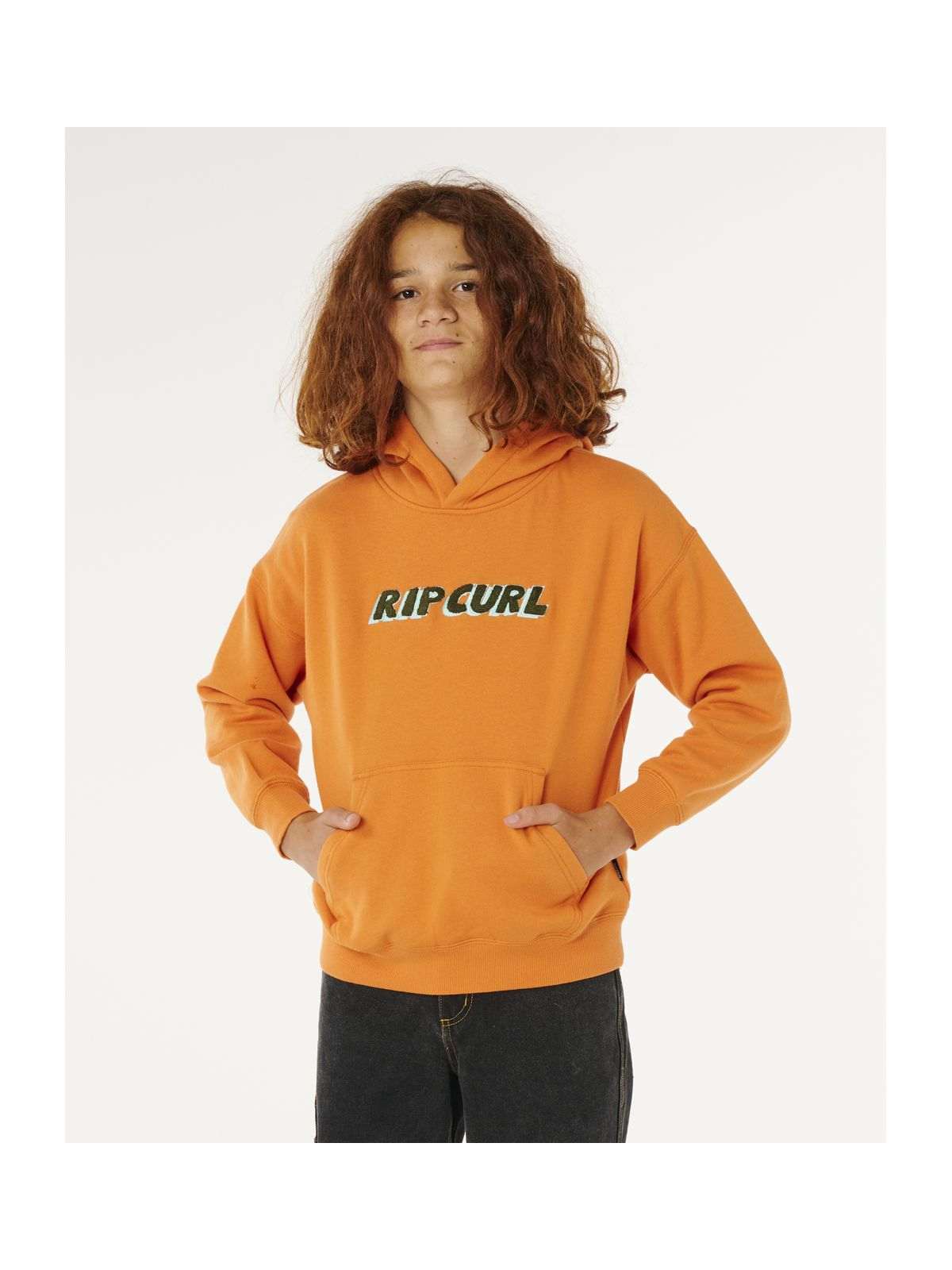 Bluza chłopięca RIP CURL Eternal Shred Logo Hood-Boy pomarańczowa