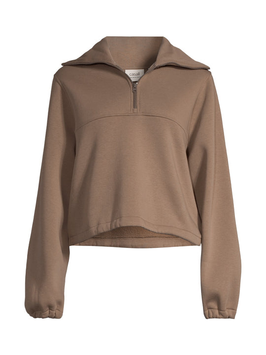 Bluza damska CASALL Easy Half Zip Sweater kolor brązowy
