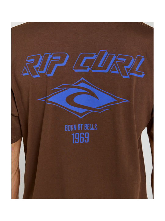 Koszulka męska RIP CURL Fade Out Icon Tee brązowa
