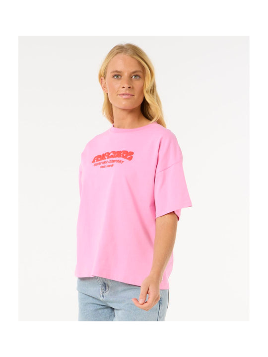 Koszulka damska RIP CURL Surf Puff Relaxed Tee różowa
