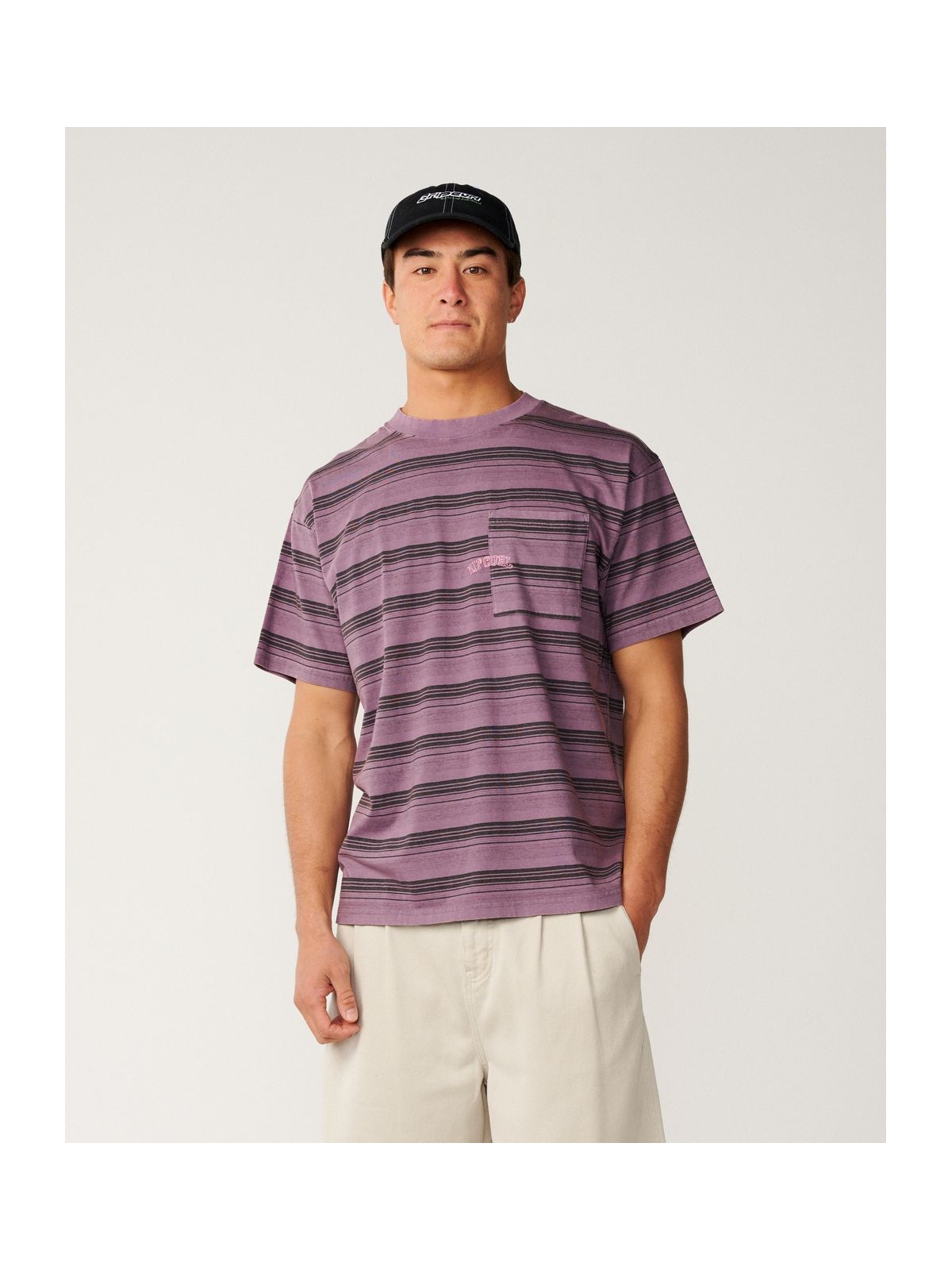 Koszulka męska RIP CURL Disorder Stripe Tee fioletowa