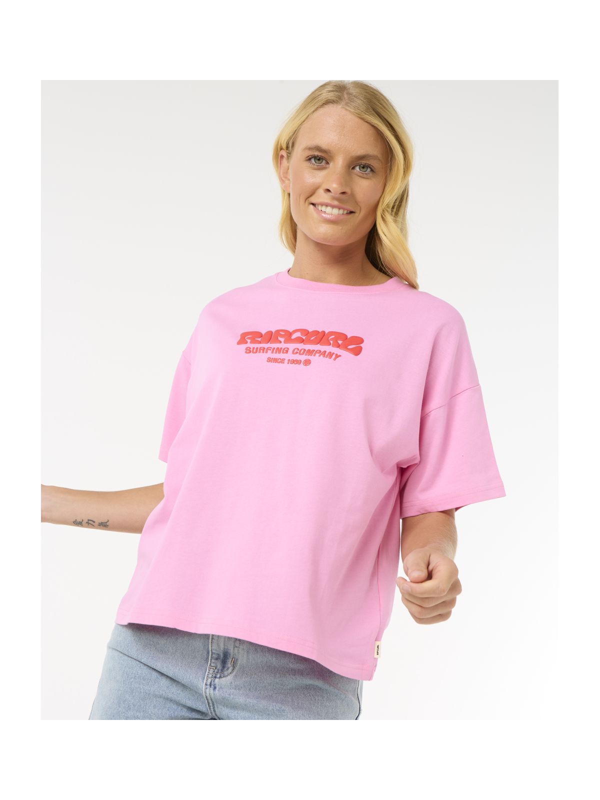 Koszulka damska RIP CURL Surf Puff Relaxed Tee różowa