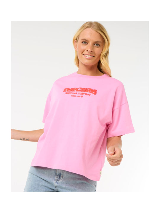 Koszulka damska RIP CURL Surf Puff Relaxed Tee różowa
