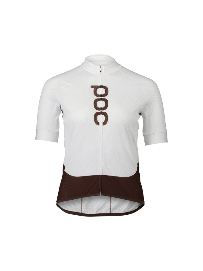 Koszulka rowerowa POC W's Essential Road Logo Jersey biało brązowy