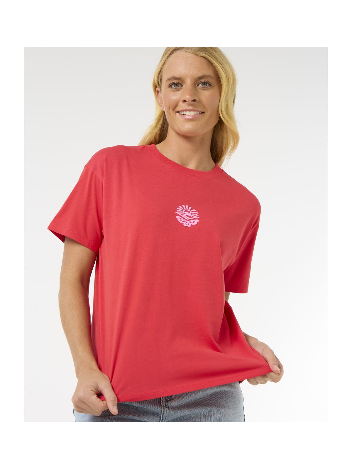 Koszulka damska RIP CURL Icons Of Surf Relaxed Tee czerwona