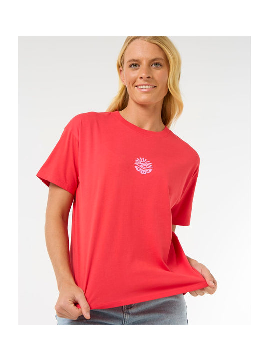 Koszulka damska RIP CURL Icons Of Surf Relaxed Tee czerwona
