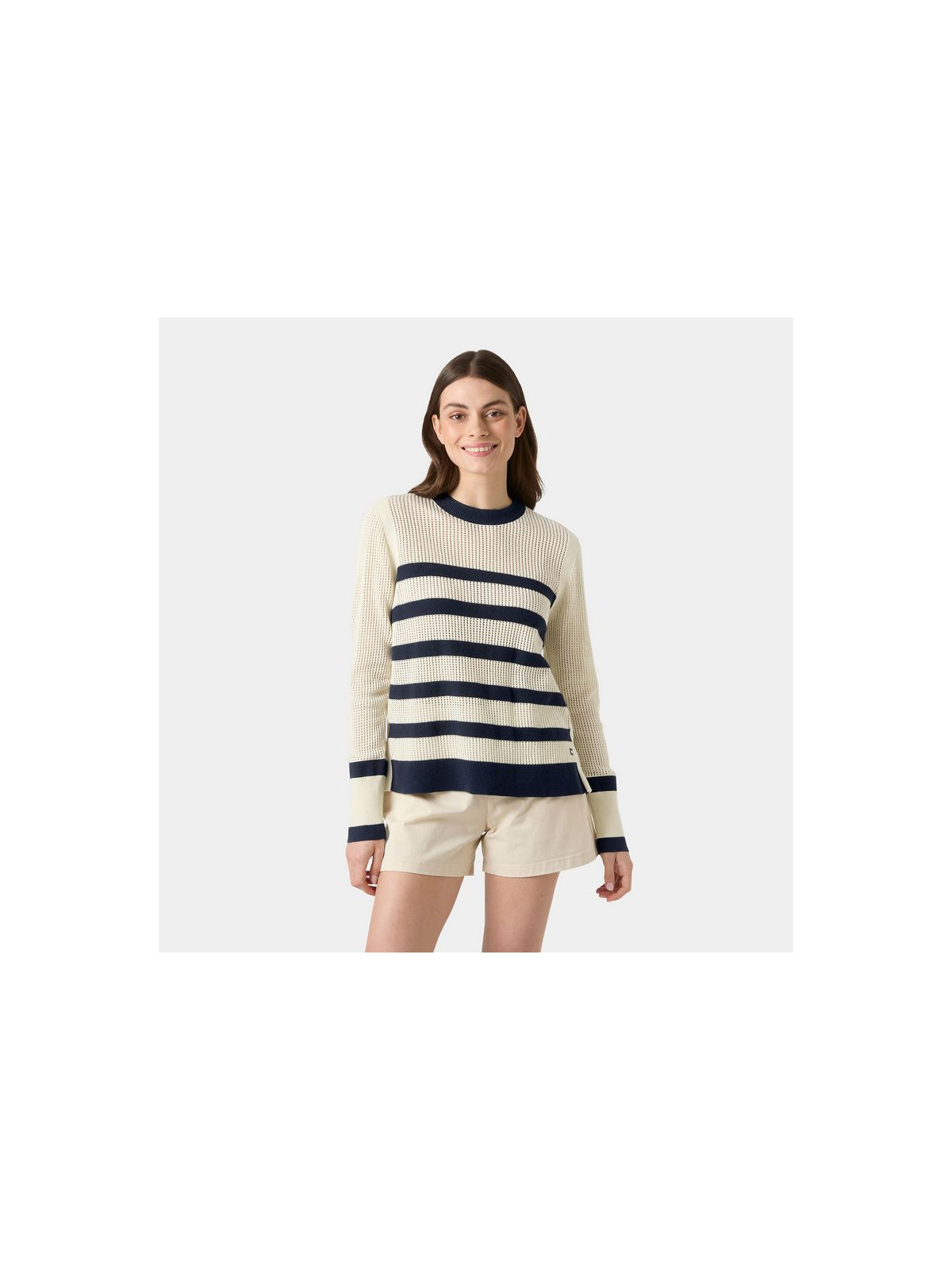 Sweter Damski Z granatowymi Pasami HELLY HANSEN W Salt Knit Sweater Kremowy