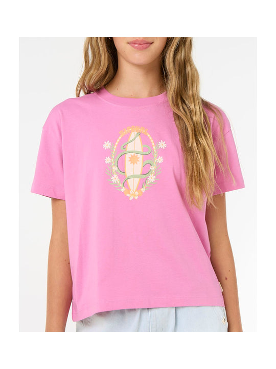 Koszulka RIP CURL Island Surf Crop-Girl różowy
