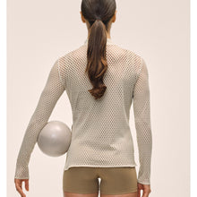 Koszulka treningowa damska CASALL Open Mesh Longsleeve kolor beżowy

