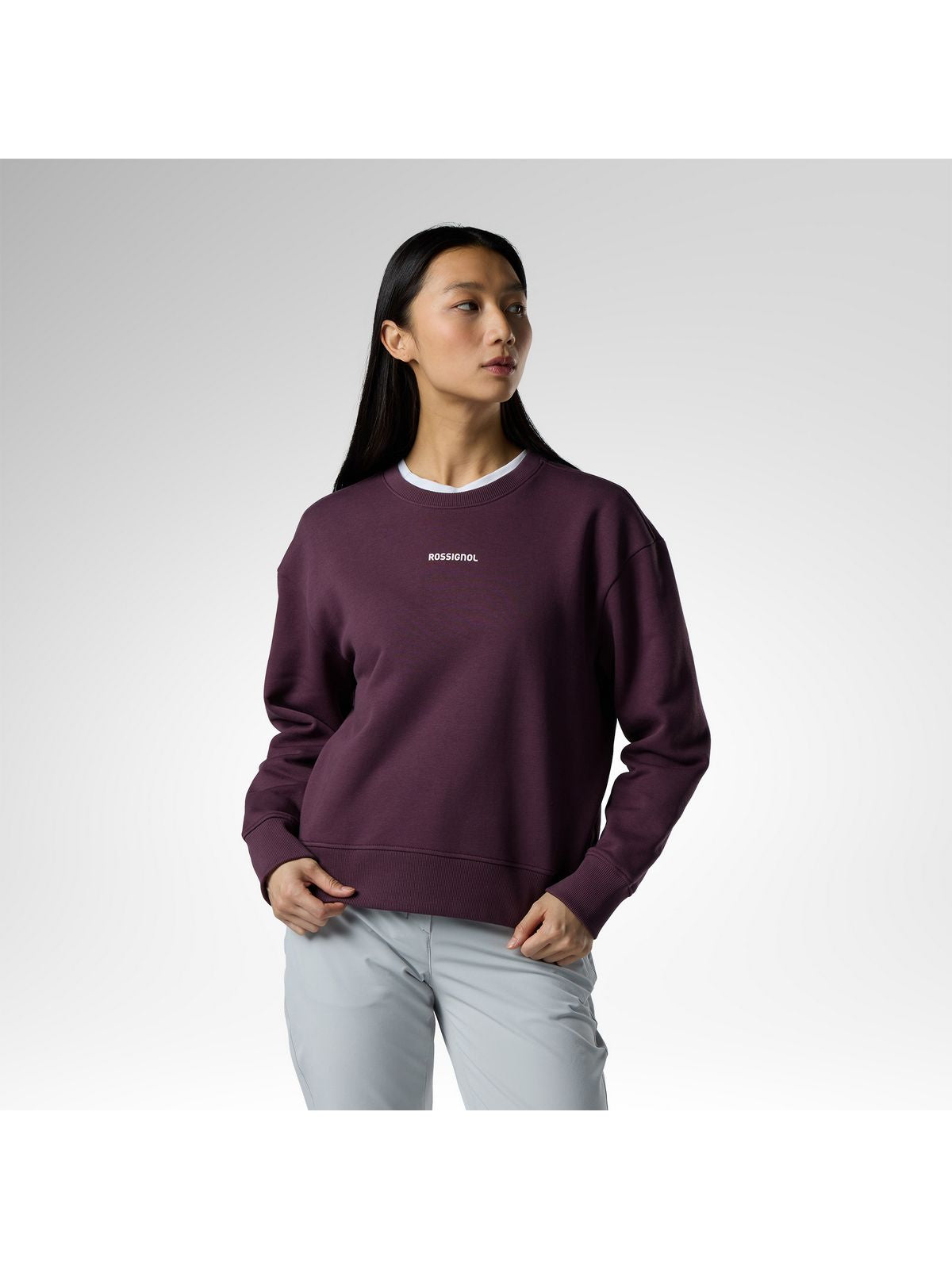 Bluza damska ROSSIGNOL W Presset Cn Relax Sweatshirt bordowa