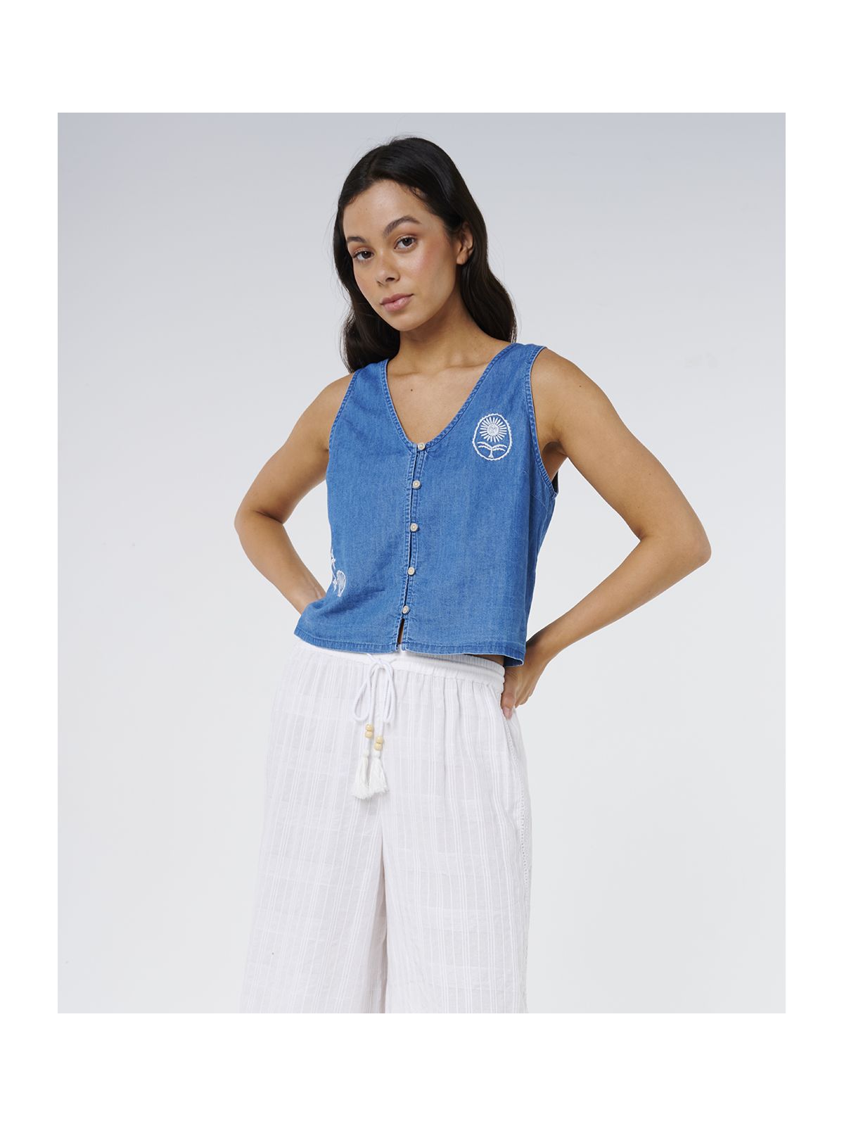 Spodnie damskie RIP CURL Catalina Islands Wide Leg Pant białe