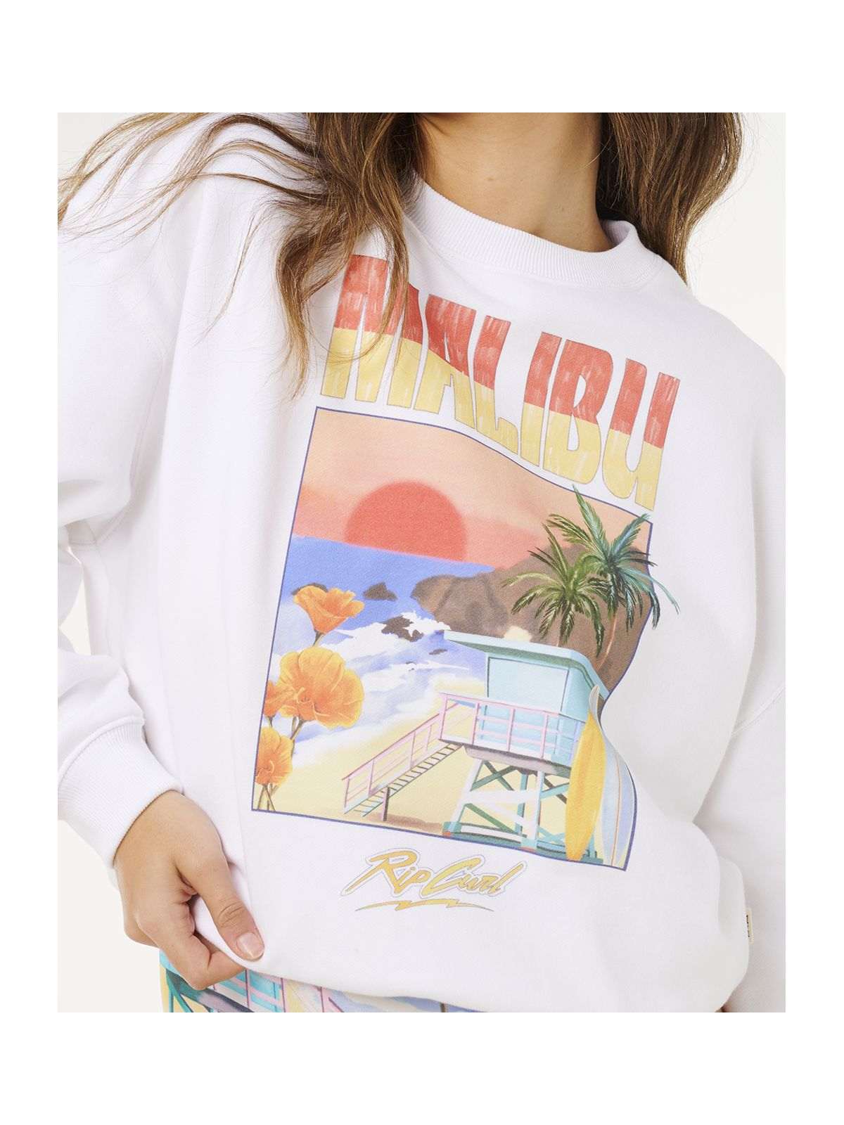 Bluza damska RIP CURL Hayley O O/S Drop Shldr Crew biała