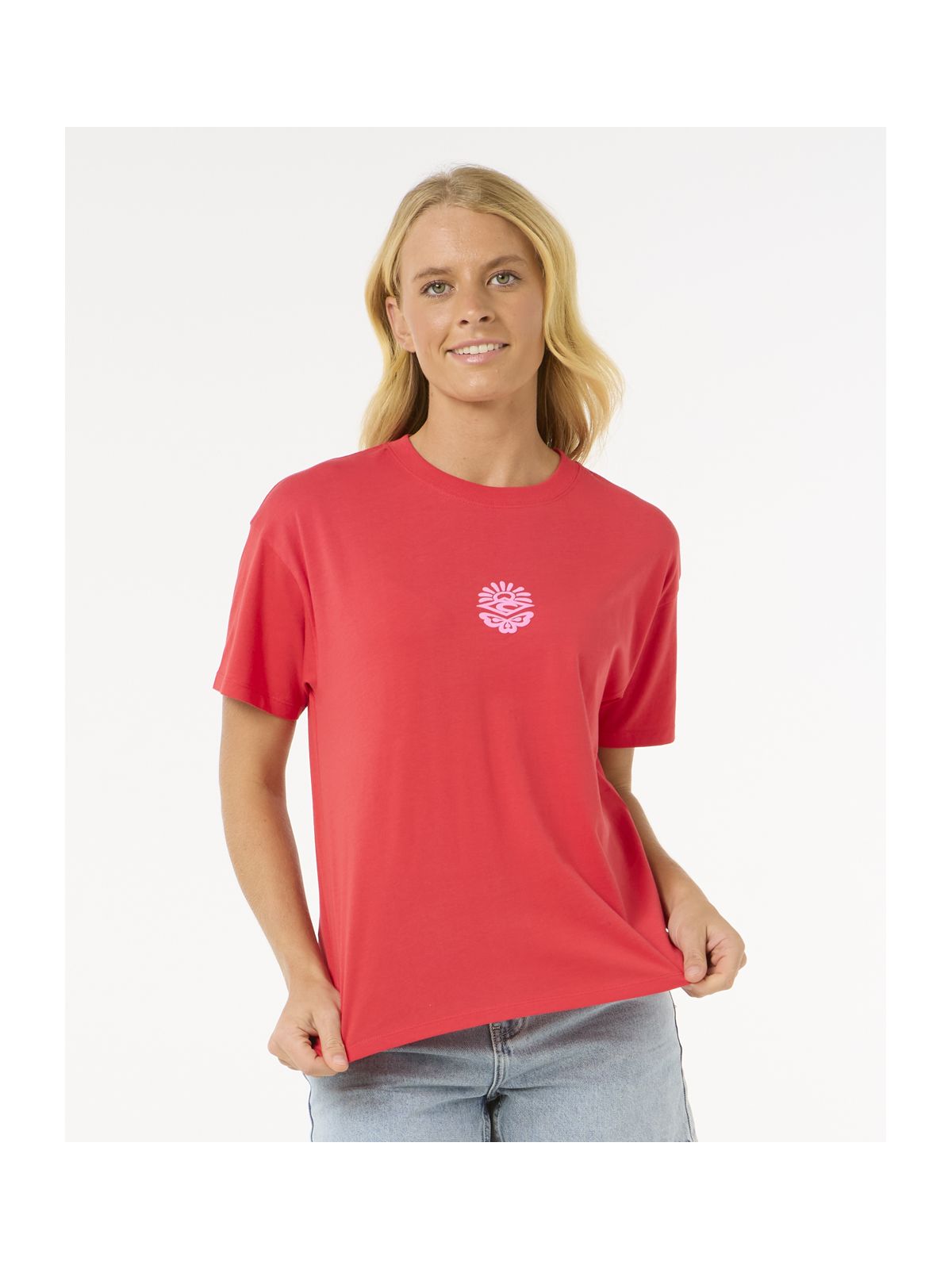 Koszulka damska RIP CURL Icons Of Surf Relaxed Tee czerwona