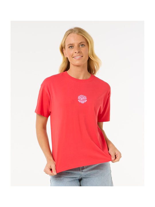 Koszulka damska RIP CURL Icons Of Surf Relaxed Tee czerwona
