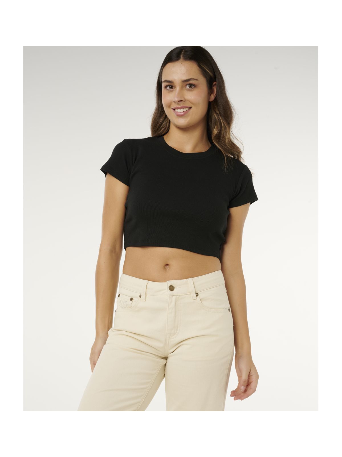 Spodnie damskie RIP CURL Aggie Relaxed Jeans beżowe