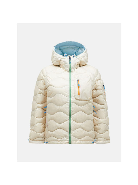 Kurtka puchowa damska PEAK PERFORMANCE Helium Utility Down Hood Jacket Women beżowy
