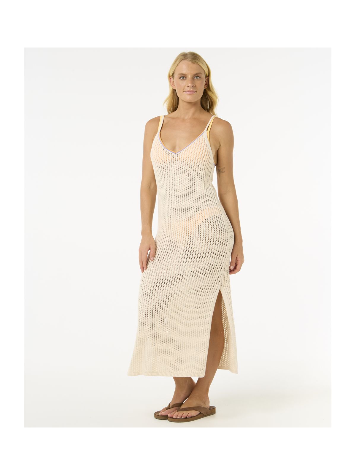 Sukienka RIP CURL Cala Vadella Crochet Dress biały