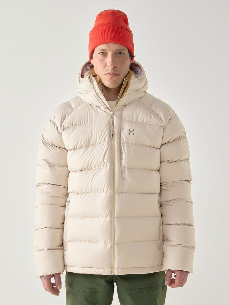 Kurtka puchowa z kapturem męska HAGLÖFS Rosson Down Hood Chalk Beige