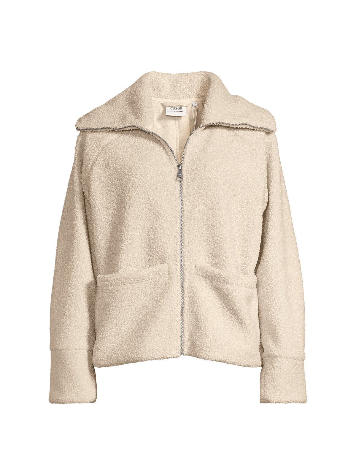 Kurtka damska CASALL Sherpa Short Zip Jacket kolor beżowy