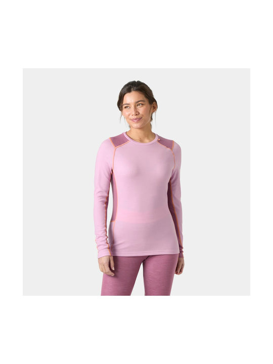 Bielizna termiczna damska HELLY HANSEN W LIFA MERINO MIDWEIGHT CREW różowa
