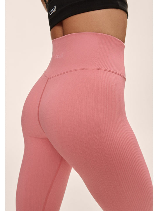 Legginsy damskie z wysoką talią Casall Multi Rib Seamless High Waist Tights różowe - Adventure Sports
