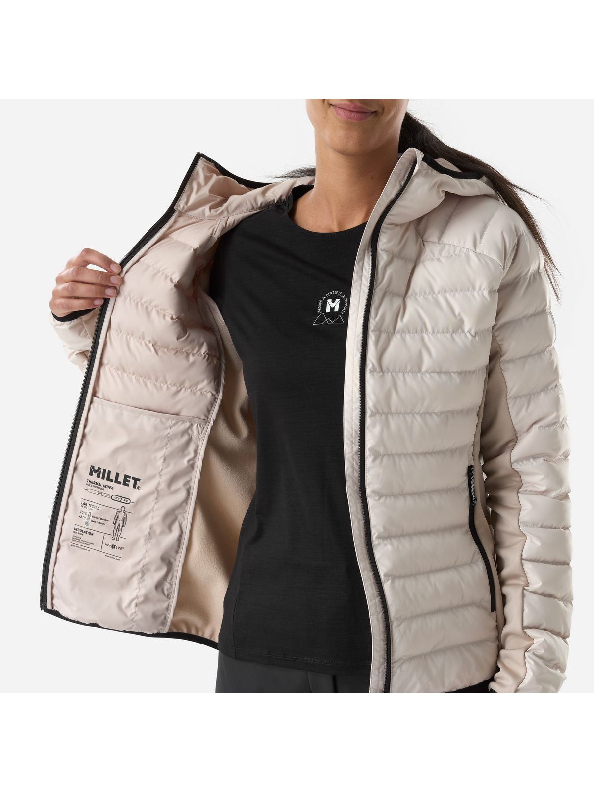 Kurtka damska MILLET W Fitz Roy Warm Hoodie W beżowa