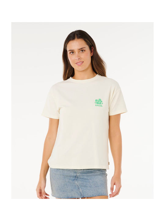 Koszulka damska RIP CURL Surf Puff Party Pack Relaxed beżowa
