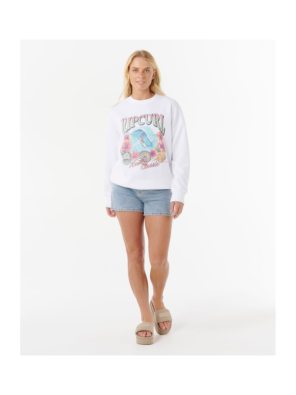 Bluza RIP CURL HAWAII CLASSIC HERITAGE CREW biała