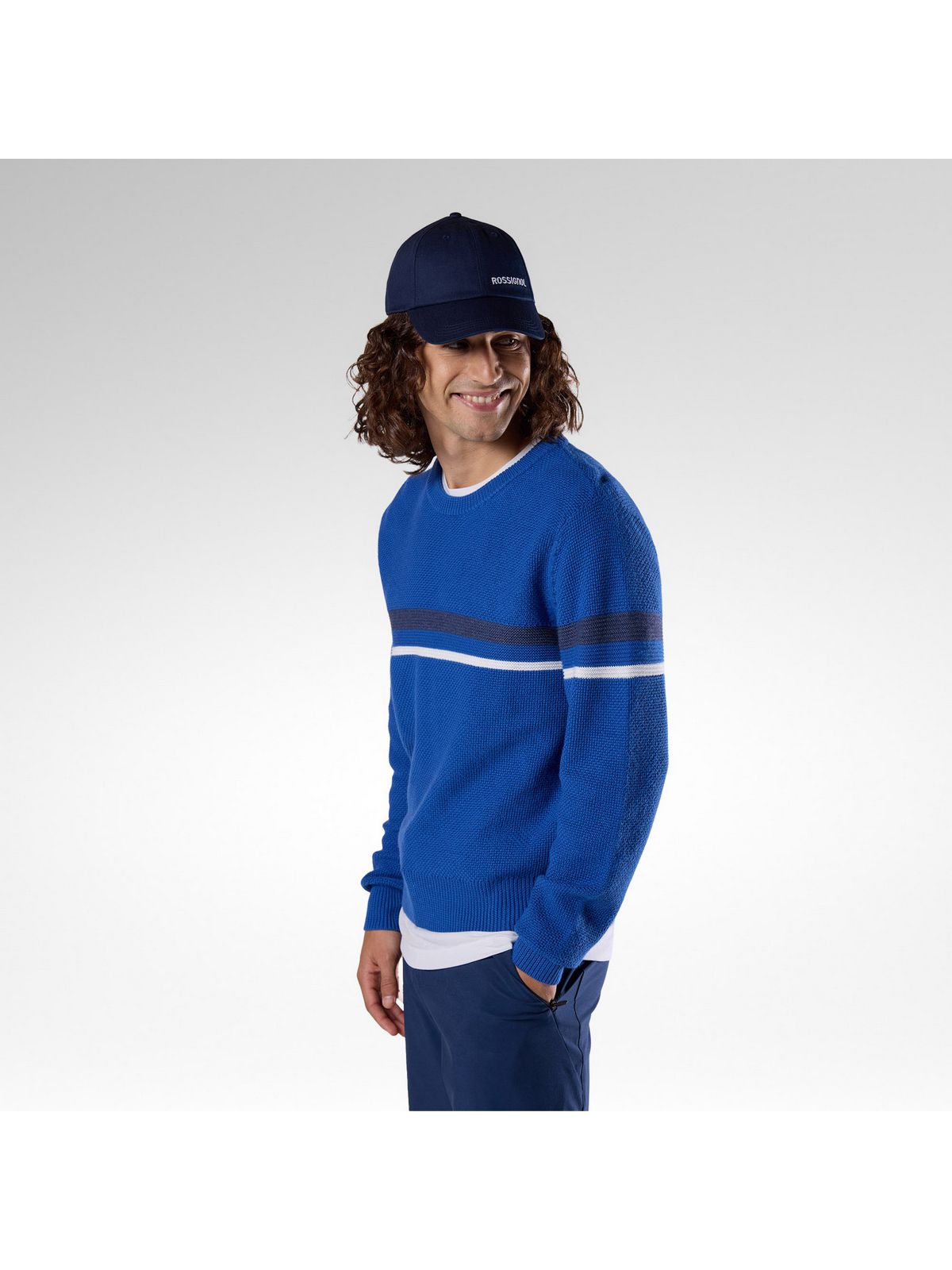 Sweter męski ROSSIGNOL M Knitted Cn Sweater niebieski