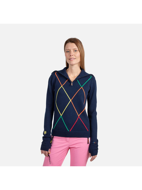 Sweter damski ROSSIGNOL W Jcc 1/2 Zip niebieski
