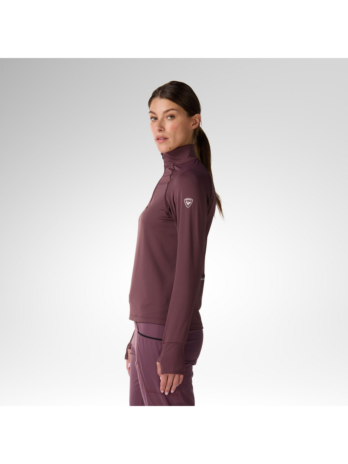 Bluza damska ROSSIGNOL W Half Zip First Layer bordowa