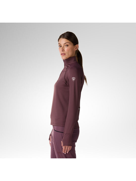Bluza damska ROSSIGNOL W Half Zip First Layer bordowa
