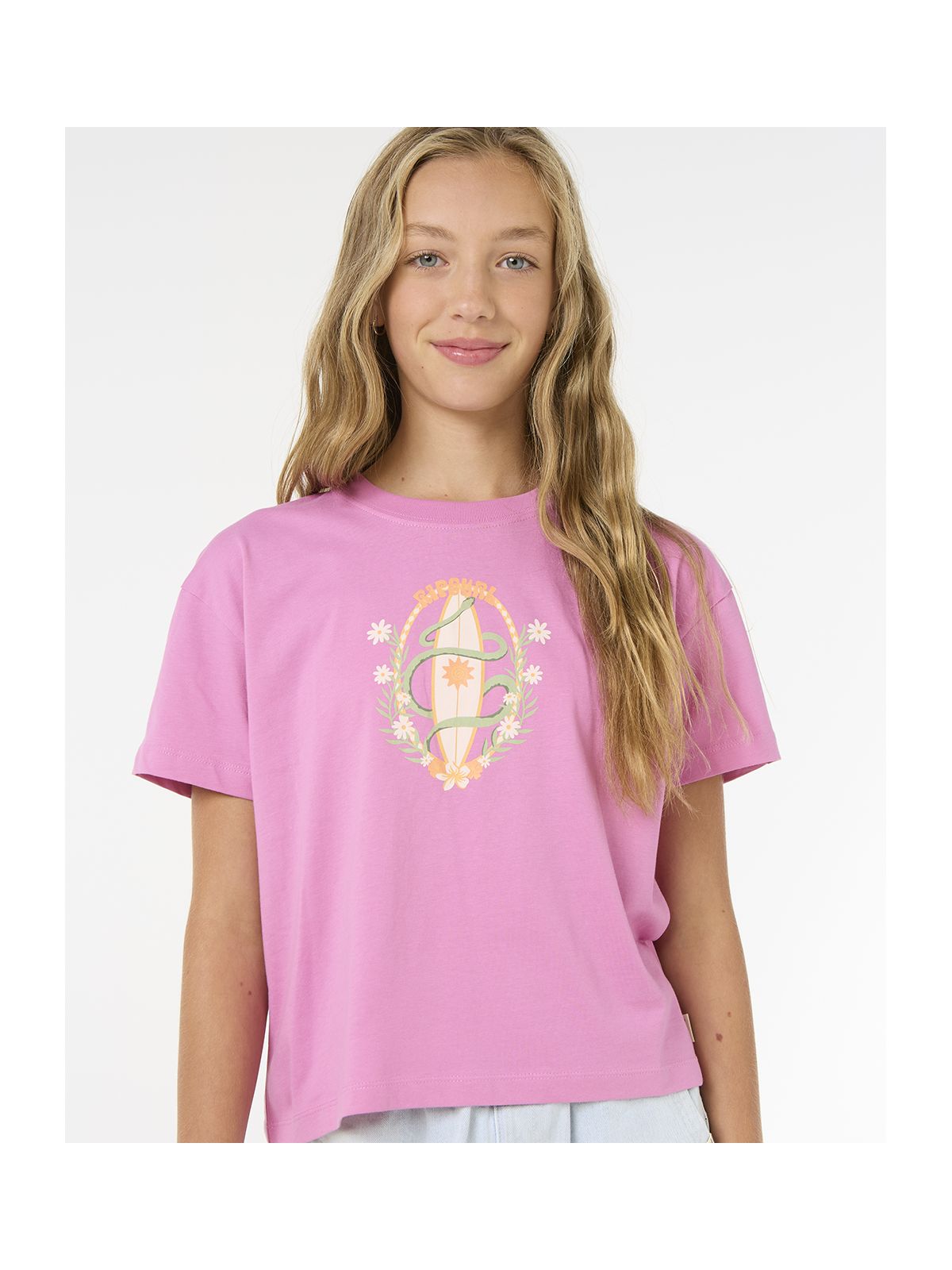 Koszulka RIP CURL Island Surf Crop-Girl różowy