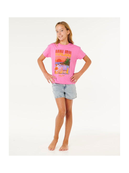 Koszulka dziewczęca RIP CURL Hayley O Relaxed Tee-Girl różowa
