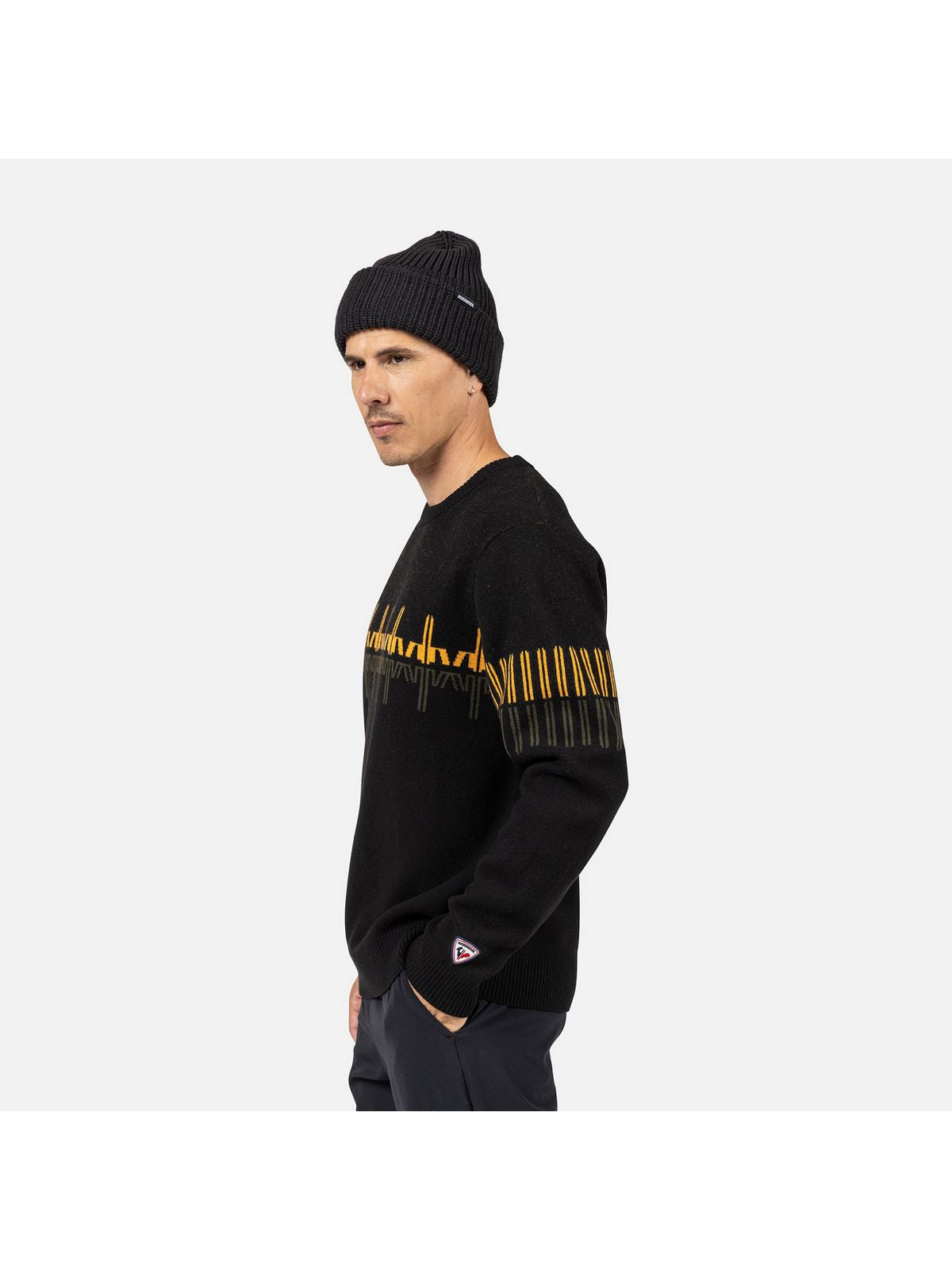 Sweter męski ROSSIGNOL PATTERNED CN SWEATER czarny