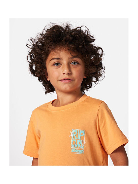 Koszulka RIP CURL Grom Energy Logo Tee - Boy pomarańczowa
