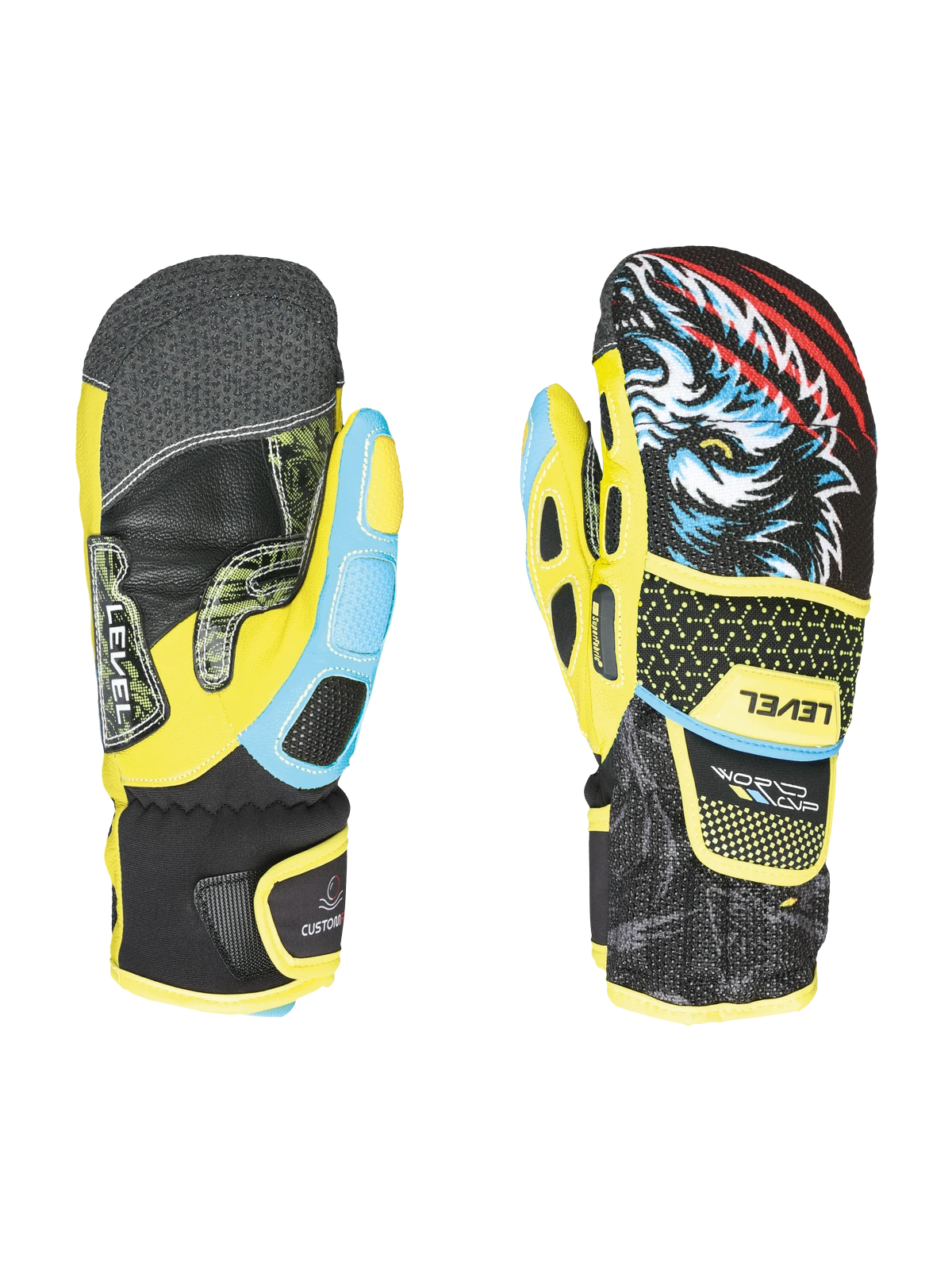 Rękawice narciarskie dla dzieci LEVEL Worldcup JR CF Mitt Yellow-Blue