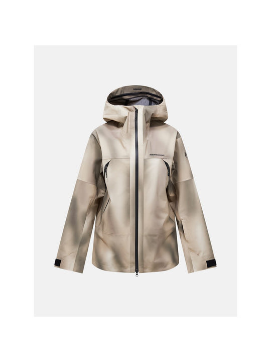 Kurtka narciarska damska PEAK PERFORMANCE Edge HIPE 3L AOP Shell Jacket beżowa
